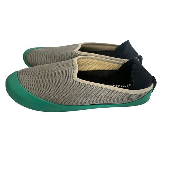 Mahabis Summer Slippers •40/ W 9• M 7• Light gray Mesh Teal Rubber Sole - Picture 3 of 8